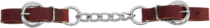Latigo Leather Heavy-Duty Single Link Chain Curb Strap, Burgundy, 4.5