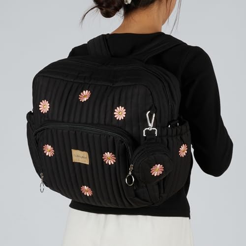 GOBABYMART Diaper Bag Backpack, Medium Maternity baby bag & Changing Pad, Insulated Pockets, Stroller Straps & Pacifier Case (Medium - Black Flowers) - Image 5