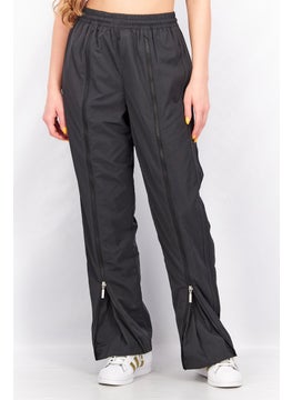 Women Regular Fit Zip Open Hem Pants, Black