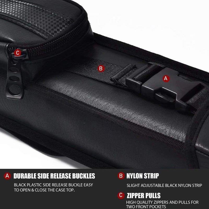 Collapsar 2X2 Pool Cue Hard Case Nylon/Leatherette Billiard Sitck Carrying Cases - Image 3
