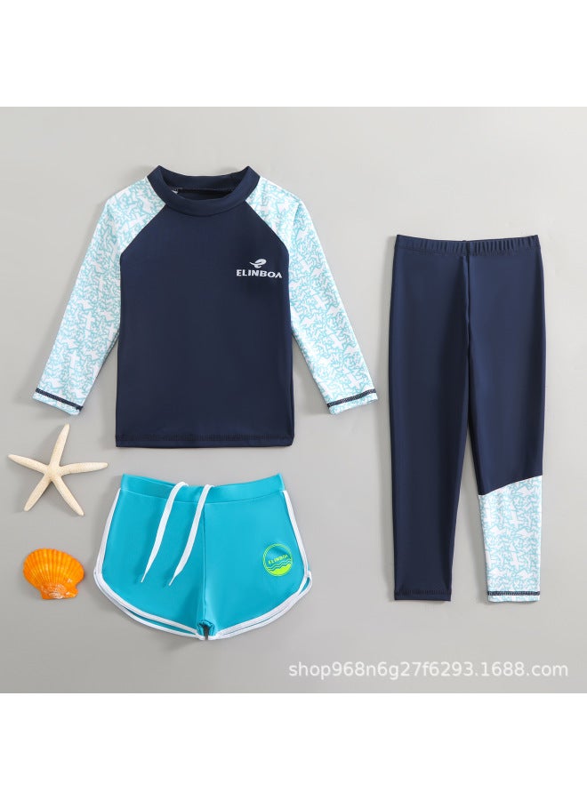 Children's Swimsuit Boys  Split Swimsuit Pants Long-sleeved Three-piece Set Girls Girls Sun Protection Quick-drying Swimsuit