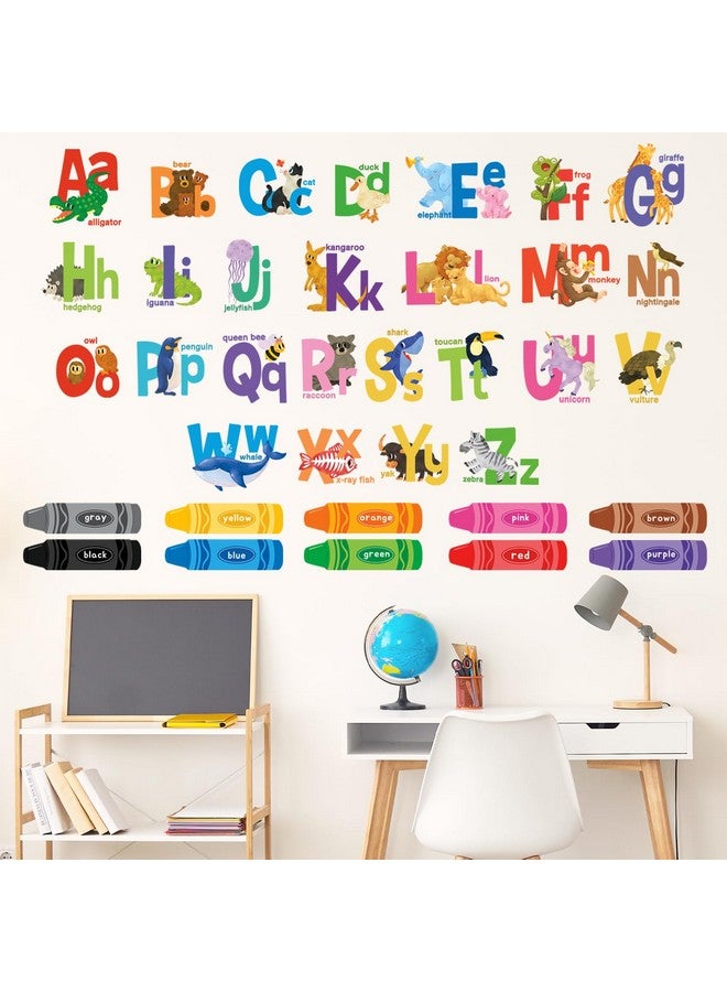 DECOWALL DS9-8091 Alphabet Numbers Crayon Wall Stickers Decals Kids Peel and Stick Removable Room Décor Letter ABC Classroom playroom Decorations - Image 4