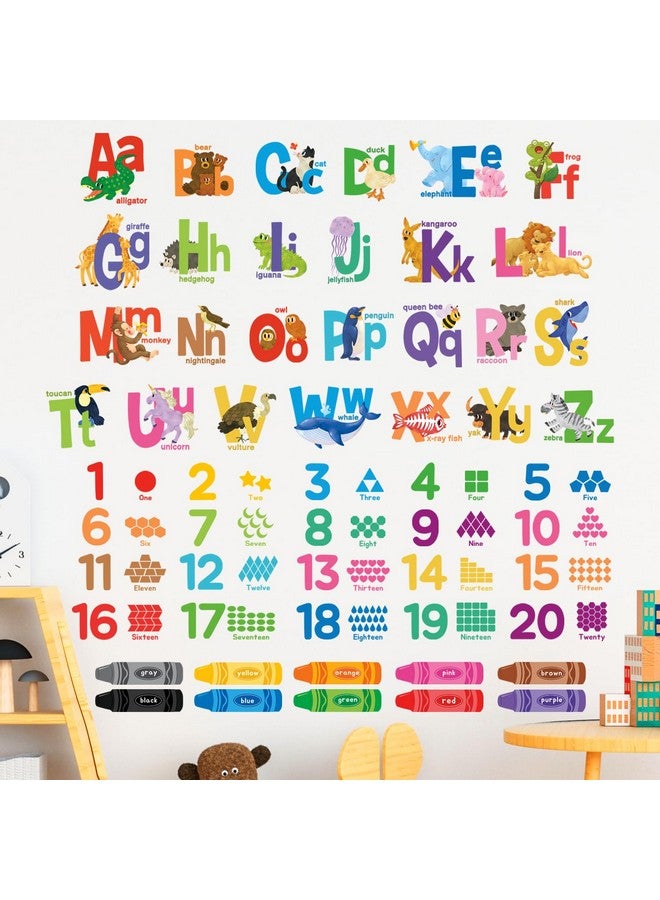 DECOWALL DS9-8091 Alphabet Numbers Crayon Wall Stickers Decals Kids Peel and Stick Removable Room Décor Letter ABC Classroom playroom Decorations - Image 2