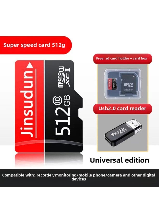 Driving Recorder 128g High-speed Memory Card 64gsd Card Monitoring Camera 32g Memory Card Camera Mobile Phone-Color:【recorder/monitoring/mobile Phone/camera】 512g Super Speed Card + Card Reader-Capacity:Official Standard