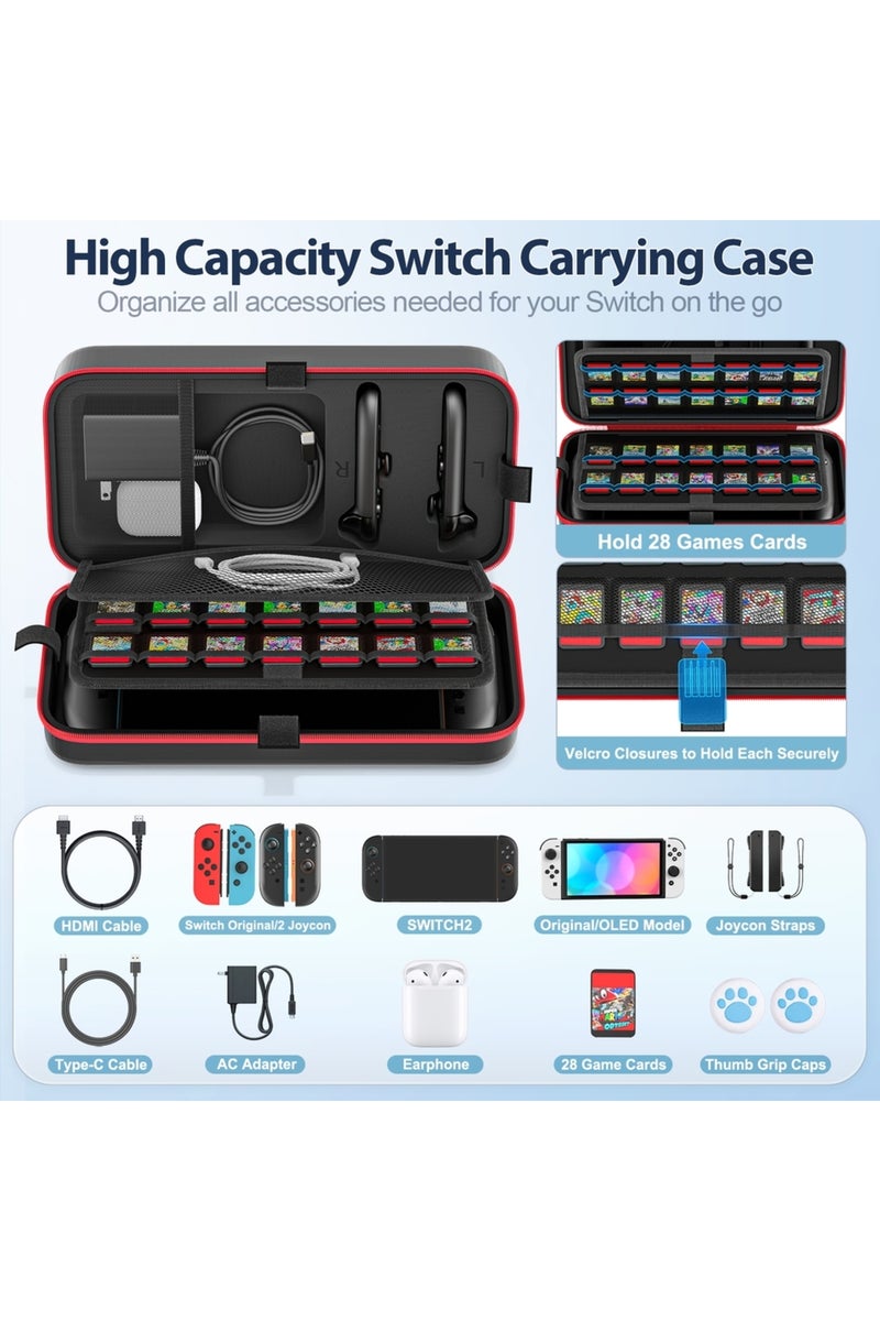 erorex Black For Switch 2 & Switch Original & Switch OLED Large Storage Bag Anti-Scratch Waterproof Travel - Image 3
