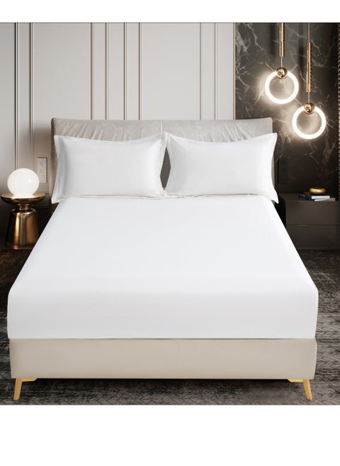 Bedding Fitted Sheet - Fits 120x200 Cm For Twin Bed 2 Pcs (1 Fitted Sheet and 1 Pillowcase) - 30 Cm Deep Pocket - Solid Bed Sheet
