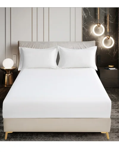Donetella Bedding Fitted Sheet - Fits 120x200 Cm For Twin Bed 2 Pcs (1 Fitted Sheet and 1 Pillowcase) - 30 Cm Deep Pocket - Solid Bed Sheet