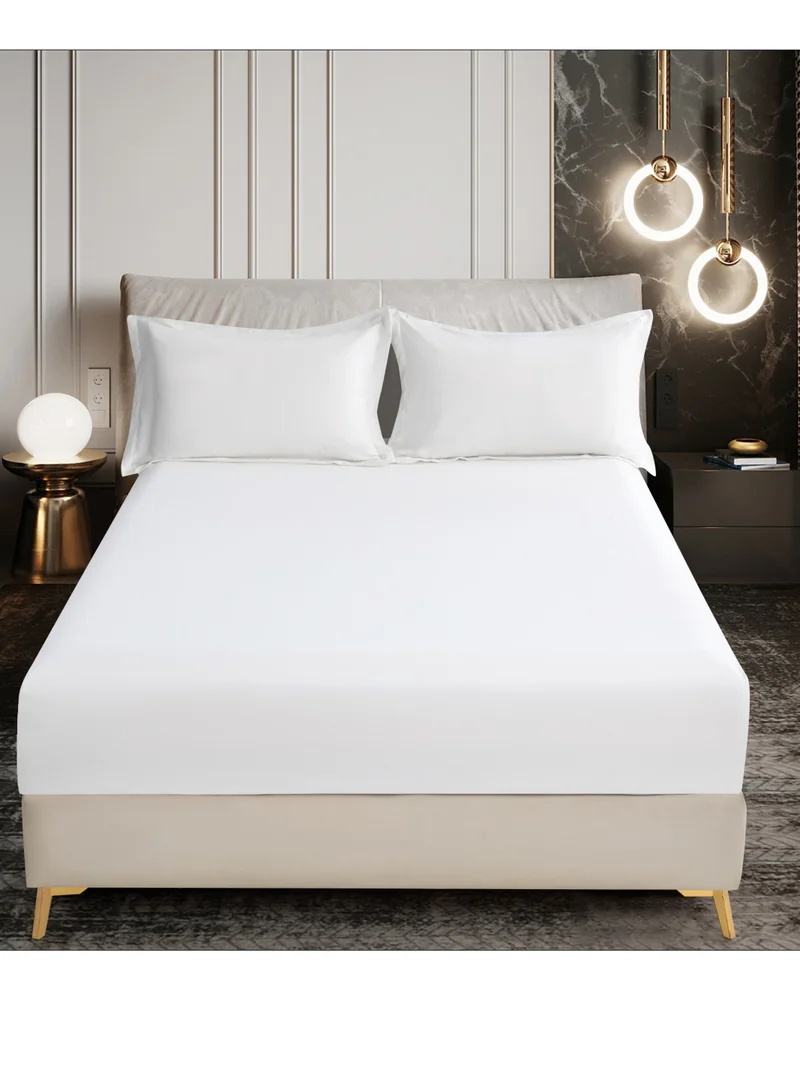Donetella Bedding Fitted Sheet - Fits 120x200 Cm For Twin Bed 2 Pcs (1 Fitted Sheet and 1 Pillowcase) - 30 Cm Deep Pocket - Solid Bed Sheet