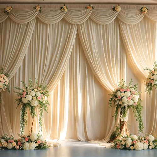 NSSONBEN 50ftx10ft Wrinkle Free Champagne Backdrop Curtains for Parties, 10 Panels 5x10ft Thick Polyester Backdrop Drapse for Weddings Birthday Photography Background Curtains - Image 3