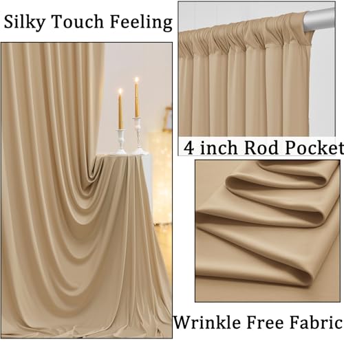 NSSONBEN 50ftx10ft Wrinkle Free Champagne Backdrop Curtains for Parties, 10 Panels 5x10ft Thick Polyester Backdrop Drapse for Weddings Birthday Photography Background Curtains - Image 2