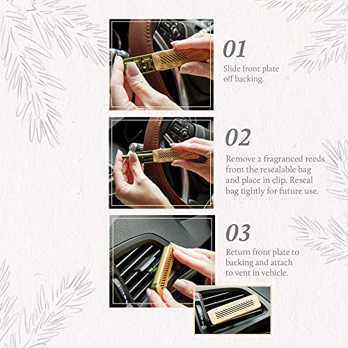 Thymes Frasier Fir Car Diffuser Kit + Refills – Vent Clip Air Freshener + 4 Frasier Fir Diffuser Reeds – Car Air Fresheners with Fresh Scent – Long-Lasting Fragrance - Image 3
