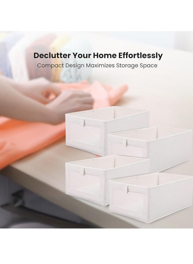 DUNISO 4 Pcs Wardrobe Clothes Organizer Foldable Clothes Storage Box Organizer Clothing Closet Visible Drawer Organizers Wardrobe Clothing Organizer  - Image 2