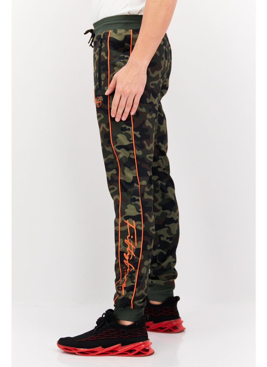 CROSSHATCH Men Drawstring Camouflage Jogger Pants, Green  - Image 2