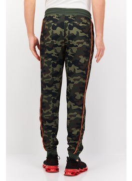 CROSSHATCH Men Drawstring Camouflage Jogger Pants, Green  - Image 3