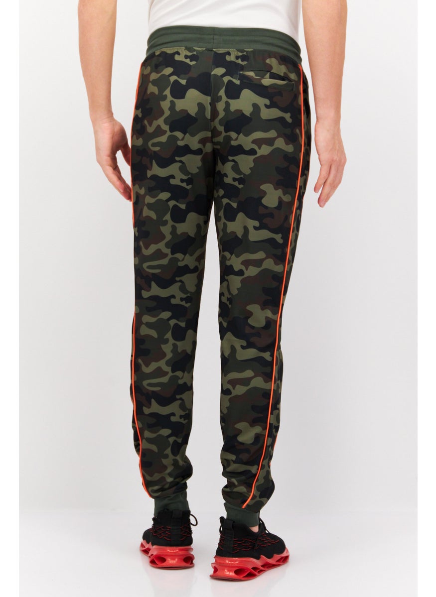 CROSSHATCH Men Drawstring Camouflage Jogger Pants, Green  - Image 3