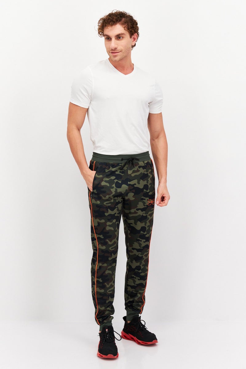 CROSSHATCH Men Drawstring Camouflage Jogger Pants, Green - Image 4