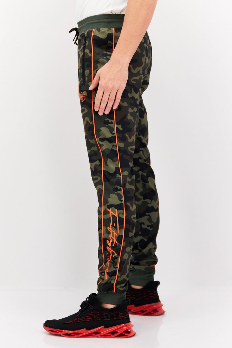 CROSSHATCH Men Drawstring Camouflage Jogger Pants, Green - Image 2