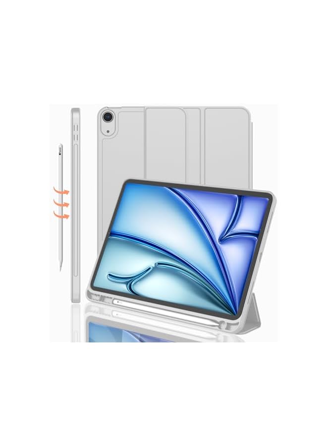 DUSALA iPad Air 11 Inch Case M3(2025) / M2 (2024), iPad Air 5th/4th Generation Case 2022/2020 10.9 Inch with Pencil Holder,Trifold Stand Smart Case with Soft TPU Back(Light Gray) - Image 1