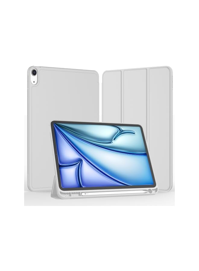 DUSALA iPad Air 11 Inch Case M3(2025) / M2 (2024), iPad Air 5th/4th Generation Case 2022/2020 10.9 Inch with Pencil Holder,Trifold Stand Smart Case with Soft TPU Back(Light Gray) - Image 2