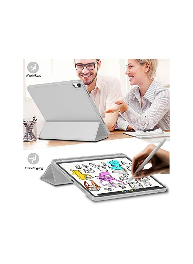 DUSALA iPad Air 11 Inch Case M3(2025) / M2 (2024), iPad Air 5th/4th Generation Case 2022/2020 10.9 Inch with Pencil Holder,Trifold Stand Smart Case with Soft TPU Back(Light Gray) - Image 5