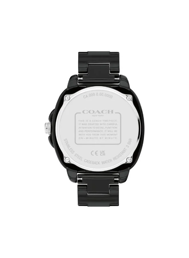 Coach Women's Quartz Watch, Black Dial, Black Ceramic Strap
