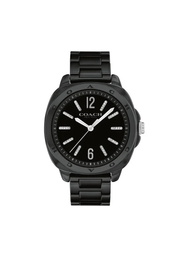 Coach Women's Quartz Watch, Black Dial, Black Ceramic Strap