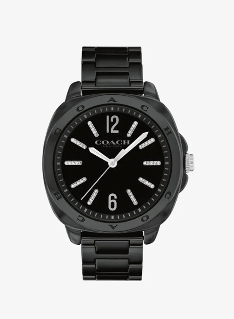 Coach Women's Quartz Watch, Black Dial, Black Ceramic Strap