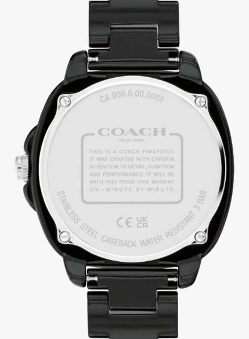 Coach Women's Quartz Watch, Black Dial, Black Ceramic Strap