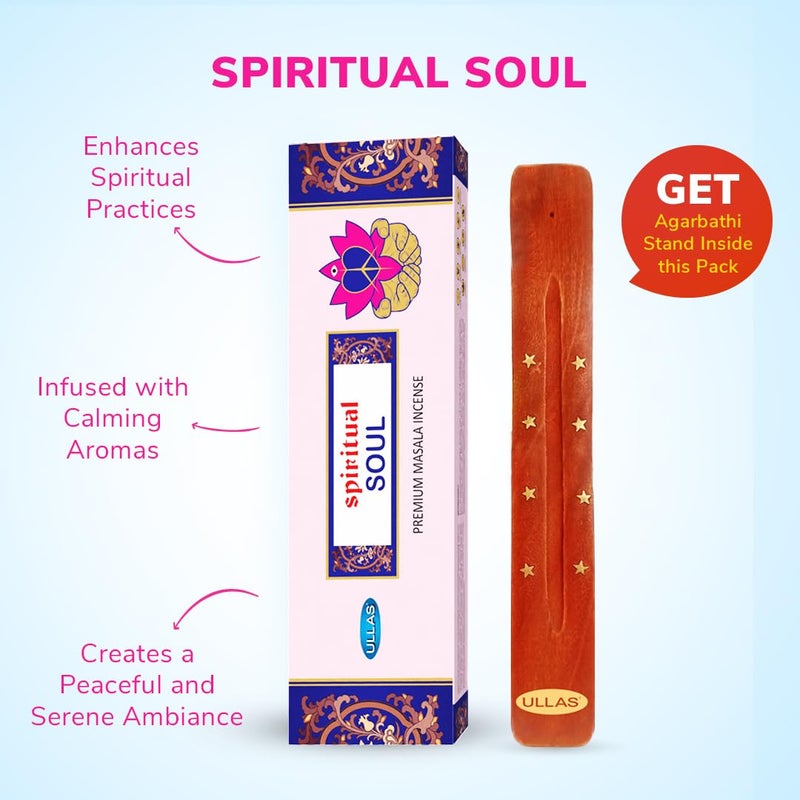 Nariele Spiritual Agarbathi by Ullas Incense Sticks Yoga Agarbathi with Woody Fragrance 100Gm and Soul Agarbathi with Floral Fragrance 100Gm Combo Pack Free Agarbathi Stand with Each Pack - Image 4