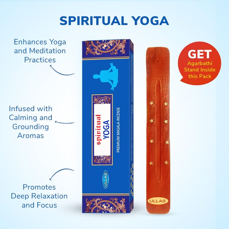 Nariele Spiritual Agarbathi by Ullas Incense Sticks Yoga Agarbathi with Woody Fragrance 100Gm and Soul Agarbathi with Floral Fragrance 100Gm Combo Pack Free Agarbathi Stand with Each Pack - Image 3