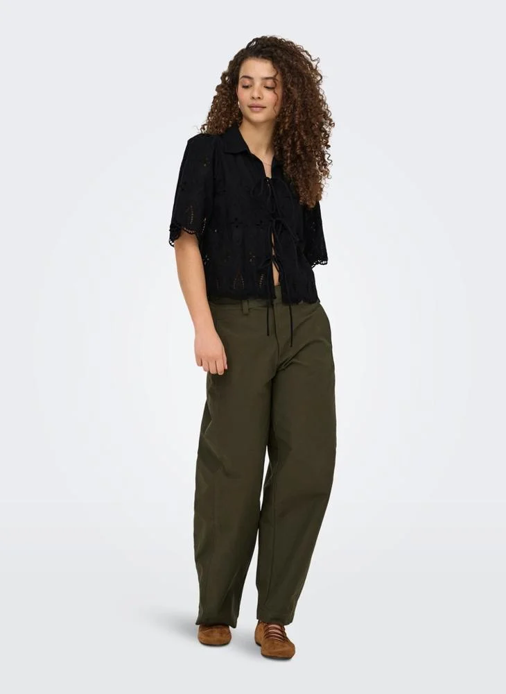 Only  Short-Sleeve Embroidered Bow Top for Women | Best Price UAE