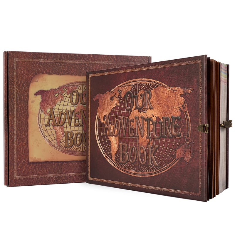 Scrapbook Photo Album Our Adventure Book Scrapbook with 180 Pages Embossed Words Travel Scrapbook for Anniversary Christmases Valentines gifts Wedding Travelling Baby etc Adventure Book