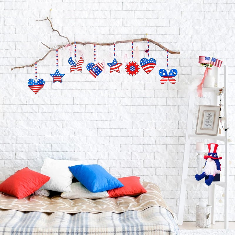 Winlyn 24 Sets Patriotic Suncatcher Ornaments Decoration DIY Window Paint Art Sticker Craft Kit American Star Heart Sunflower Butterfly Suncatchers for Kids Classroom Patriotic 4th of July Party Art Project - Image 5
