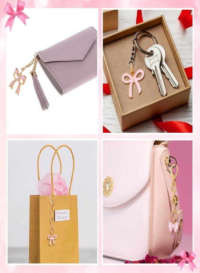 سوريو مجموعة Sureio من 30 قطعة من سلاسل المفاتيح المزينة بفيونكات، هدايا للحفلات، باللون الوردي/الأبيض/الأسود، سلاسل مفاتيح للنساء، هدايا تشجيع الفريق، هدايا عيد الميلاد، هدايا أنيقة وجذابة (وردي) - Image 5