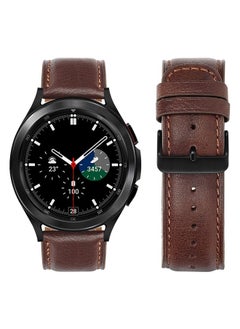 Tasikar 20mm Leather Bands Compatible with Samsung Galaxy Watch 6/5/4 Band/Watch 6 Classic 43mm 47mm/Watch 5 Pro Band, Genuine Leather Strap Bracelet for Galaxy Watch 4 Classic/Watch 3, Dark Brown  - Image 3