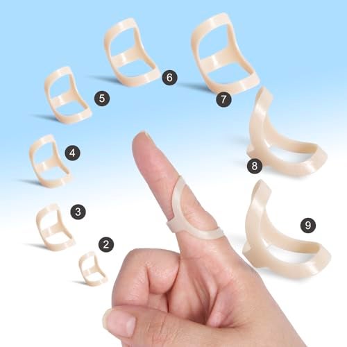 UAKIKAU دعامات أصابع أوفالية UAKIKAU 8 قطع، دعامات أصابع لالتهاب المفاصل، إصبع المطرقة، دعامات إصبع الزناد، إصبع فرط الحركة (EDS) للإبهام/الوسطى/السبابة/الخنصر أو إصبع الخاتم (2،3،4،5،6،7،8،9) - Image 2