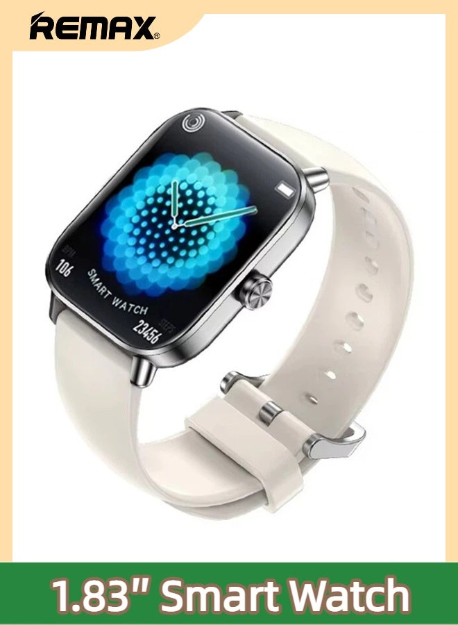 ريماكس ساعة WATCH20 الذكية المقاومة للماء بمعيار IP68، شاشة 1.83 بوصة عالية الدقة بالكامل، ساعة رياضية، مكالمات بلوتوث، مراقبة معدل ضربات القلب، مراقبة النوم، عمر بطارية طويل، متوافقة مع أجهزة أندرويد وiOS، لون فضي - Image 1