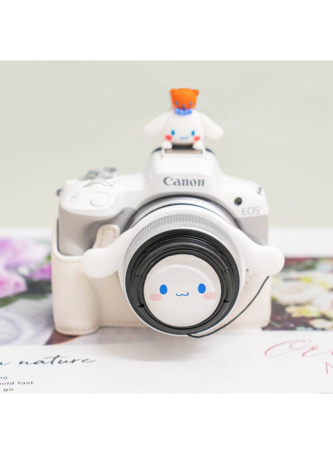 For Canon R50 Camera Cartoon Lens Cover Sony ZVE10 Fuji 49 52 55 58 67mm Lens Ring-Color:72mm Big-eared Dog Lens Cap  - Image 2