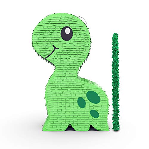 Jergrim Green Dinosaur Party Piata with small stick 175x11x 5 Perfect for Birthday Dinosaur Theme Parties Party Decor Roar Trex and Jurassic kids theme decorations - Image 1