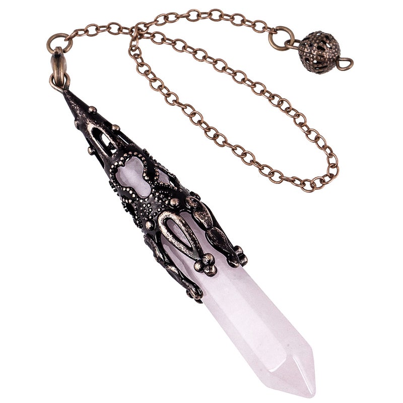 Generic Natural Crystal Stone Pendulum Hexagon Pendant with Copper Bead Chain Meditation Meditation Reiki Yoga Jewelry Pendant Powder Crystal 