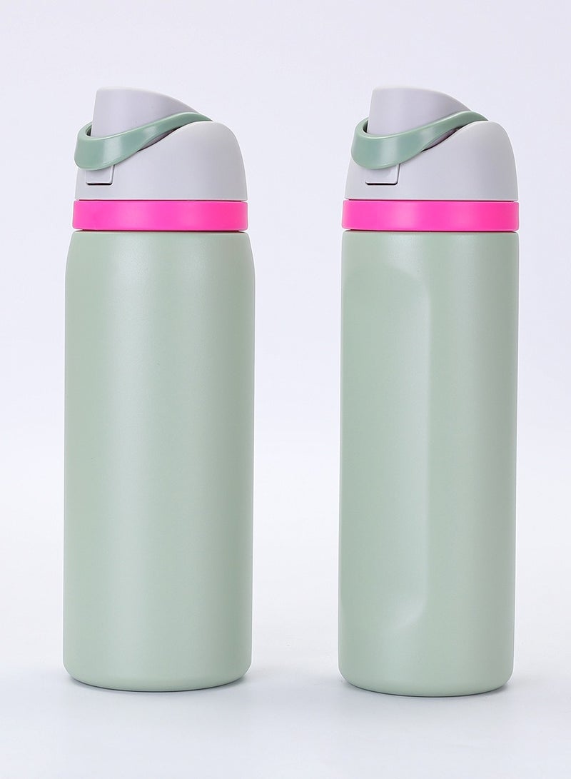 xozgdovg Thermos cup Student super cute sports kettle 550ML Cyan