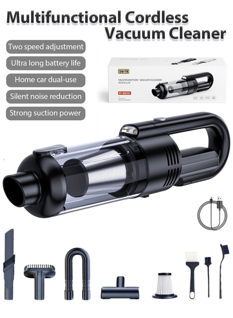 SUITU Multifunctional Cordless Vacuum Cleaner, Powerful 2-in-1 Home & Car Vacuum with Brushless Motor, LED Light, and Washable HEPA Filter for Pet Hair, Dust Mites and Deep Cleaning - Image 1