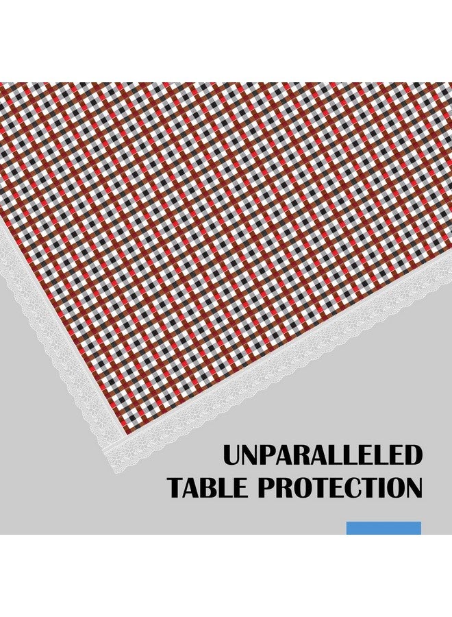Kuber Industries Dining Table Cover | PVC 6-Seater Table Cloth Cover | Table Protector Cover | Table Cover for Dining Table | New Barik Check Table Cover | 60x90 Inch | DTC | Red - Image 5