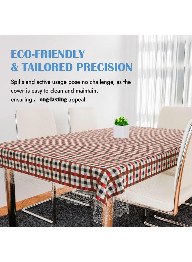 Kuber Industries Dining Table Cover | PVC 6-Seater Table Cloth Cover | Table Protector Cover | Table Cover for Dining Table | New Barik Check Table Cover | 60x90 Inch | DTC | Red - Image 4