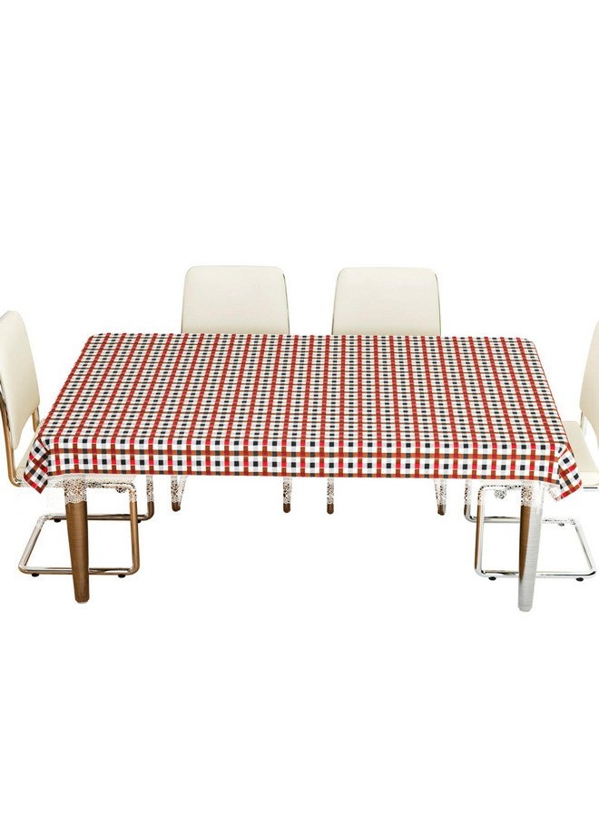 Kuber Industries Dining Table Cover | PVC 6-Seater Table Cloth Cover | Table Protector Cover | Table Cover for Dining Table | New Barik Check Table Cover | 60x90 Inch | DTC | Red - Image 2