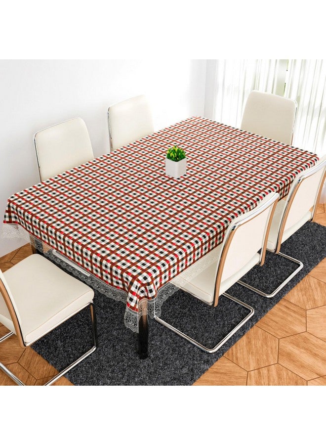 Kuber Industries Dining Table Cover | PVC 6-Seater Table Cloth Cover | Table Protector Cover | Table Cover for Dining Table | New Barik Check Table Cover | 60x90 Inch | DTC | Red - Image 1