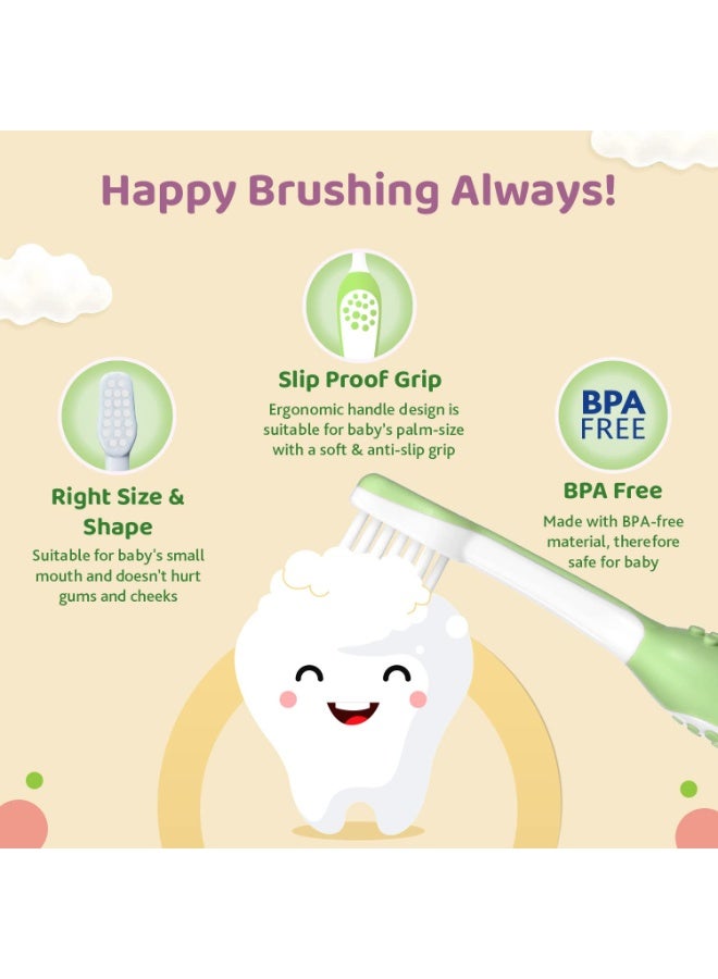 Chicco Baby Manual Toothbrush For Infants (6M-36M), Set Of 2|Extra Soft Tapered Bristles Ideal For Milk Teeth|Bpa Free (Blue, Green) - Image 3