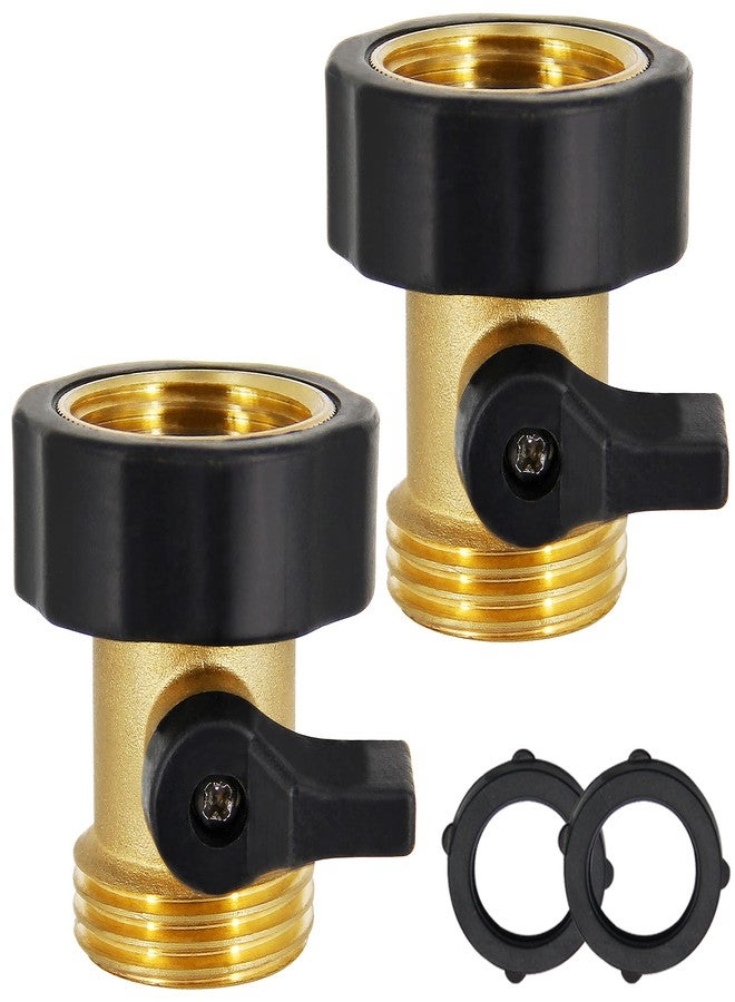 Lifynste Heavy Duty Brass Shut Off Valve Garden Hose Connector, 2 Sets - Image 1