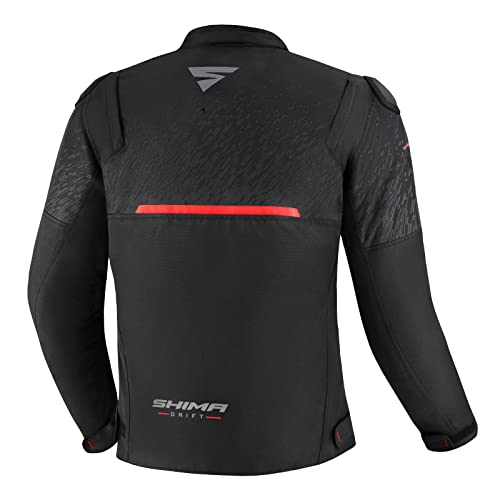 SHIMA DRIFT Motorbike Jacket for Men - Lightweight Breathable Summer Mesh Mens City Biker Jacket with CE Back Shoulder Elbow Armor Pads Width Adjustment (Black, 4XL) - Image 2
