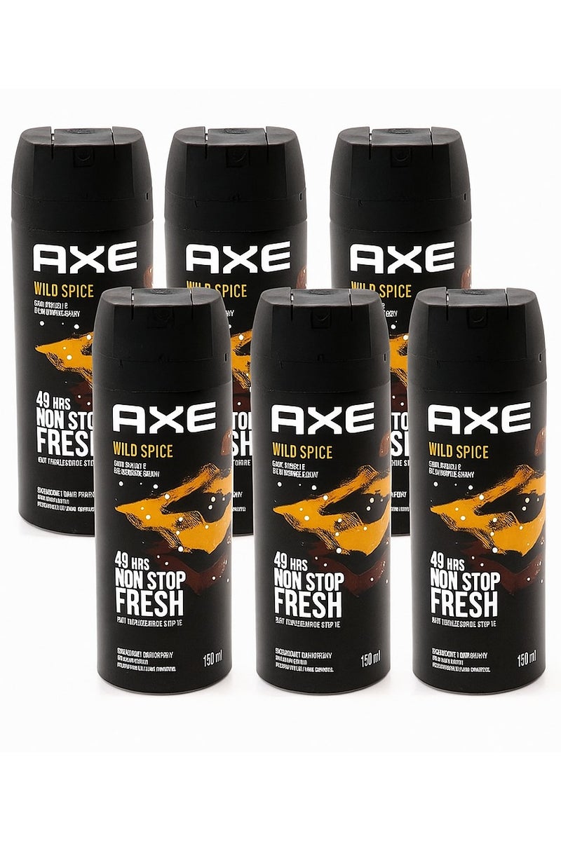 Axe Wild Spice and Cedarwood Body Deodorant Spray Pack of 6